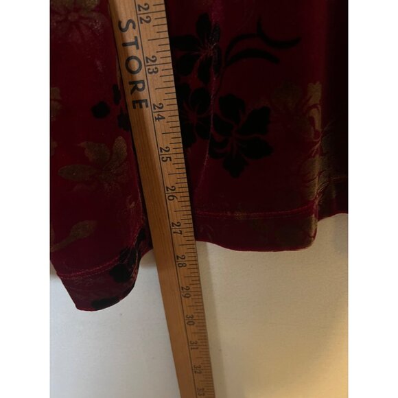 Womens 3X Blouse Floral Faux Suede Layered Burgundy Red Black Tank Stretch Flowy - Picture 6 of 12